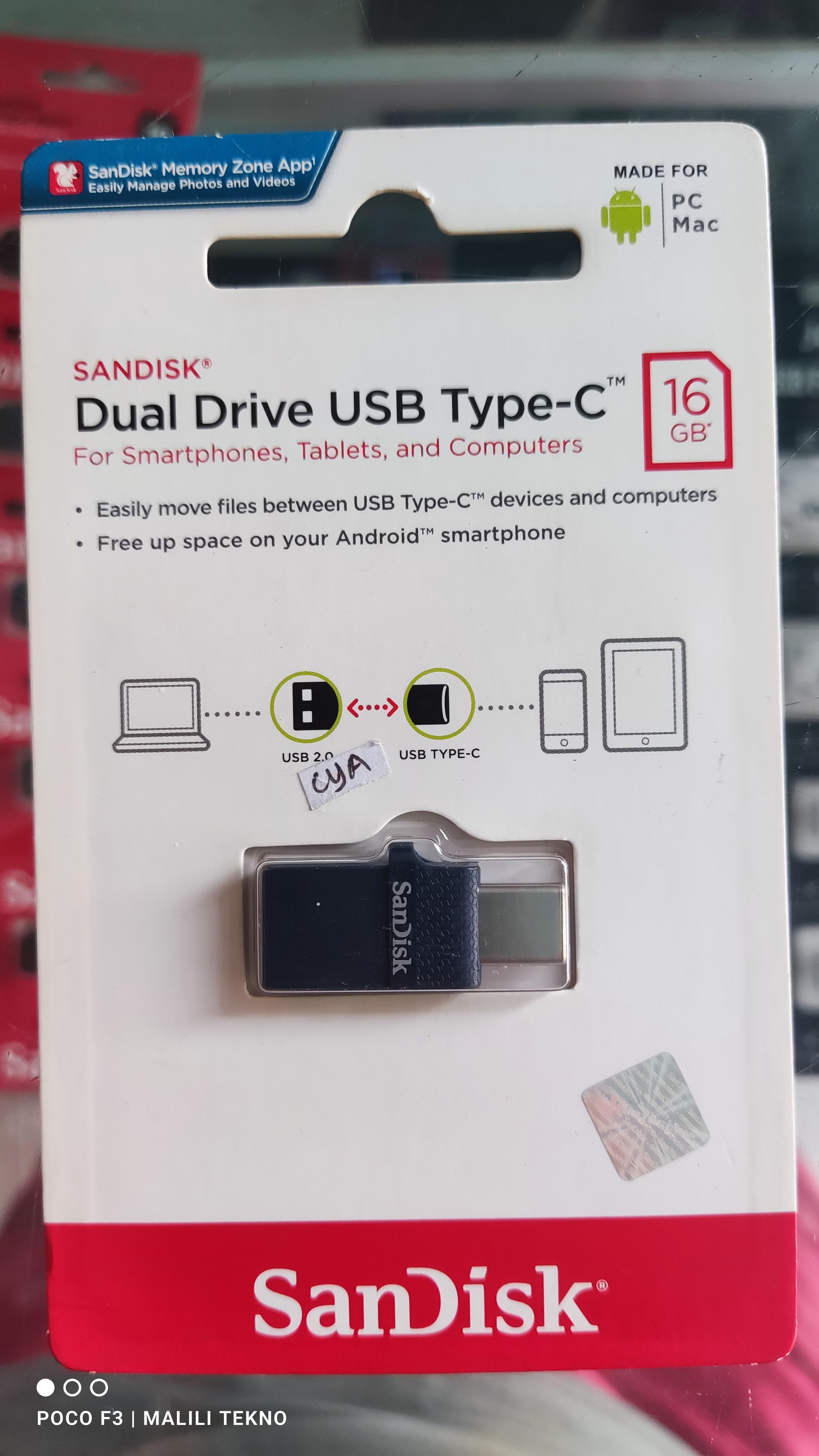 OTG Flashdisk Sandisk 16 GB Dual USB Drive 3.0 Original Resmi